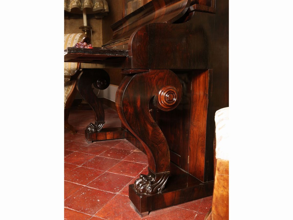 Scrivania con Alzata Impiallacciata in Legno di Violetto