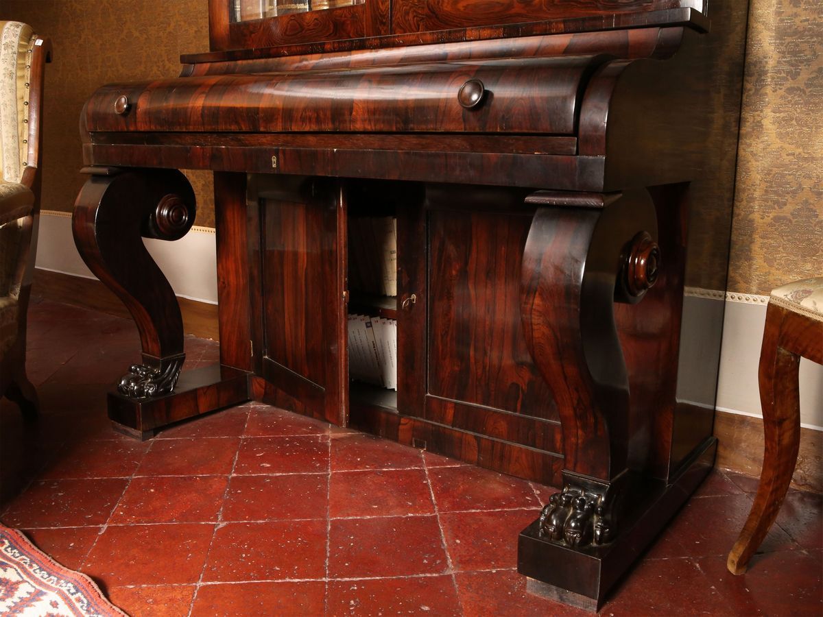 Scrivania con Alzata Impiallacciata in Legno di Violetto