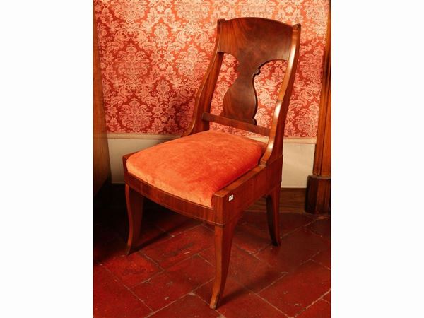 Pair of mahogany feather chairs  (Emilia, first half of the 19th century)  - Auction Furniture and paintings from ancient palace in the Marche - Maison Bibelot - Casa d'Aste Firenze - Milano