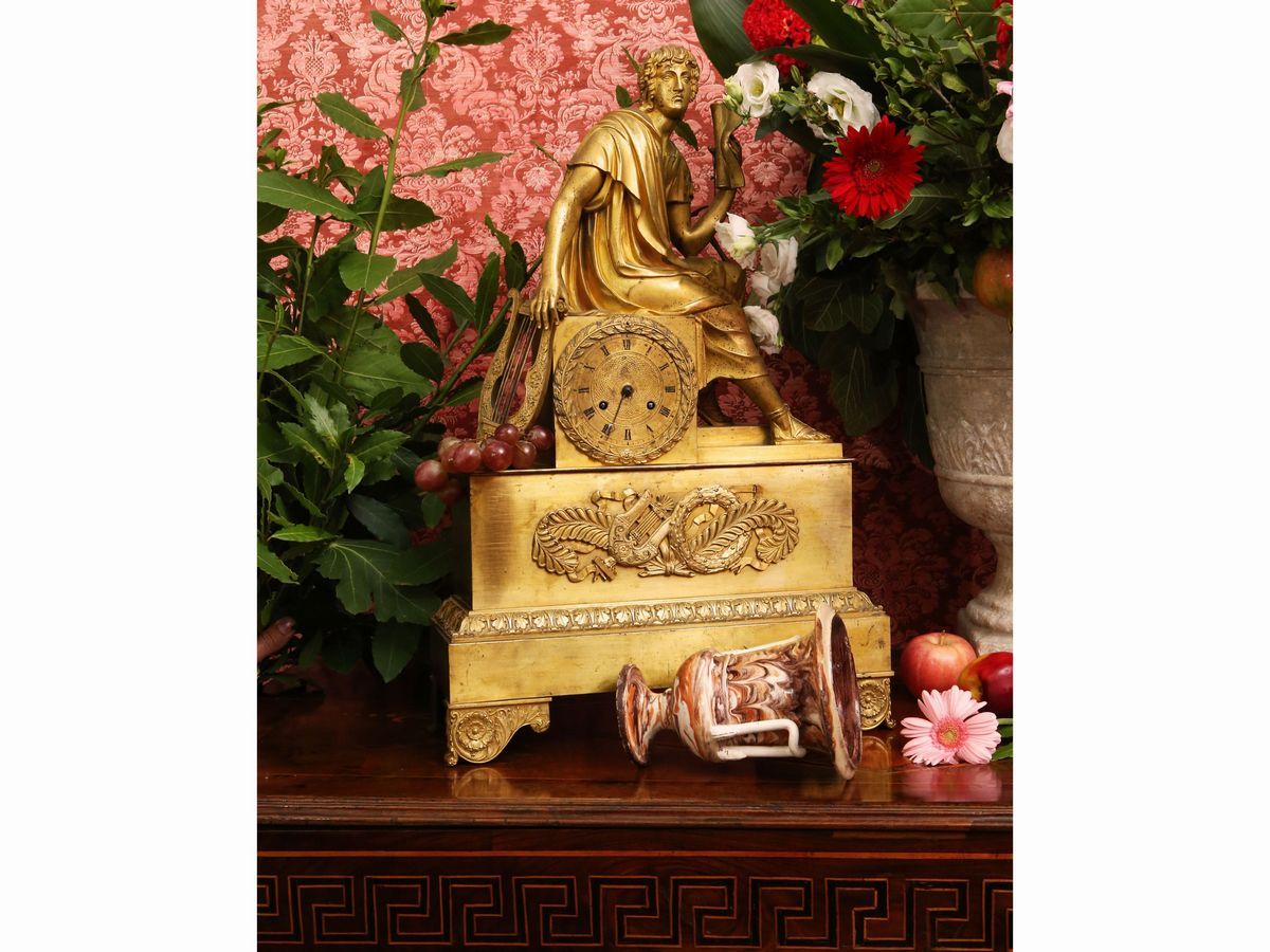 Grande Orologio da Tavolo in Bronzo Dorato, Movimento Gillion Pons
