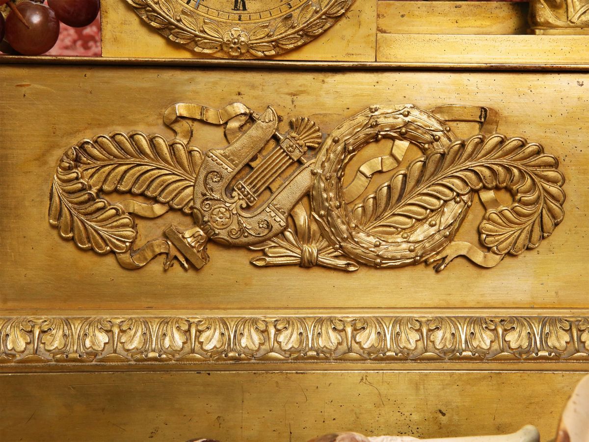 Grande Orologio da Tavolo in Bronzo Dorato, Movimento Gillion Pons