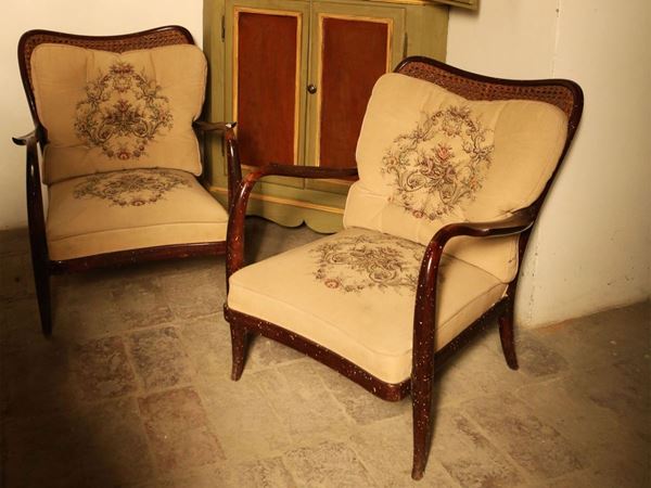 Pair of armchairs in satinwood