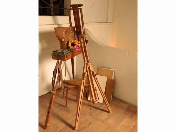 Two vintage painter easels