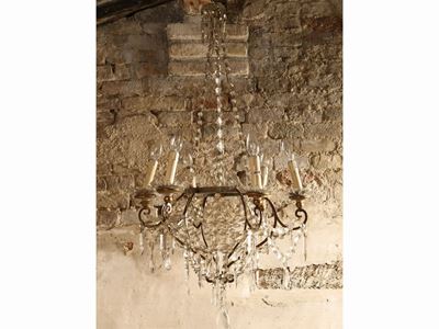 Lampadario a Paniere in Metallo e Vetro