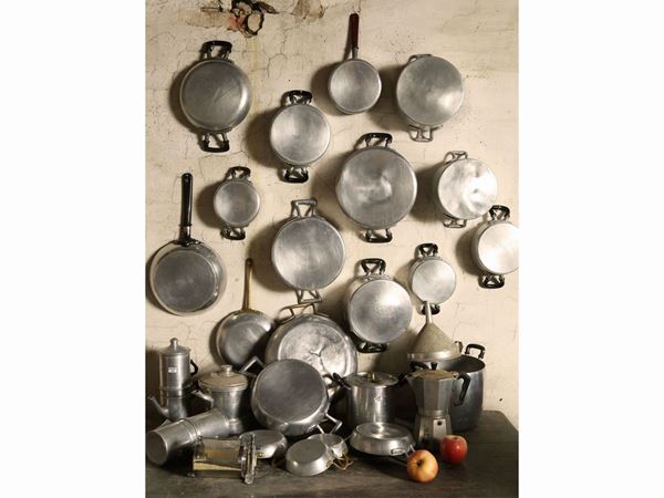Assortment of aluminum kitchen pots