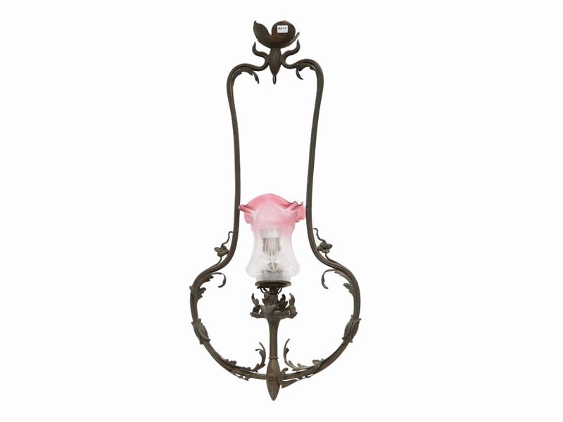 Piccolo Lampadario Liberty in Metallo Dorato