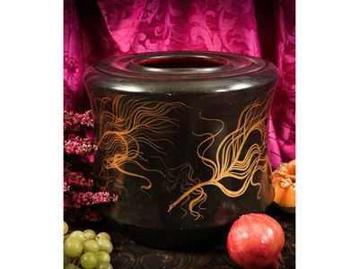 Vaso L'ellisse in Ceramica Smaltata Nera e Oro