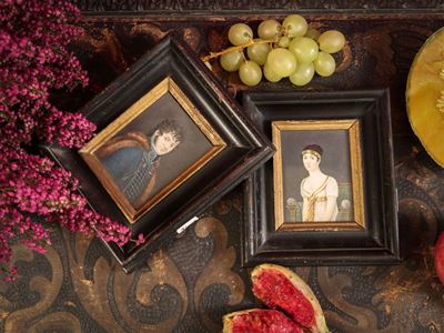 Due Miniature Raffiguranti Paolina Bonaparte e Charles Leclerc