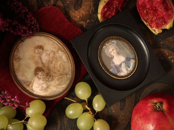 Two miniatures in oval  (France, 19th / 20th century)  - Auction The art of furnishing - Maison Bibelot - Casa d'Aste Firenze - Milano