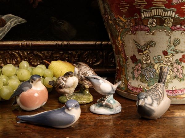 Five porcelain birds