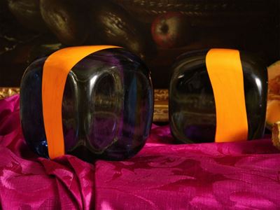 Coppia di Cubi in Vetro Incamiciato, Pierre Cardin per Venini