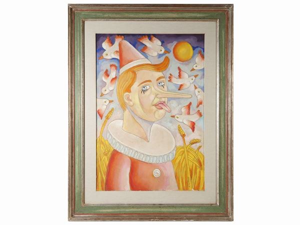 Roberto Sguanci : Pinocchio with wheat and doves  - Auction Modern and Contemporary Art - Maison Bibelot - Casa d'Aste Firenze - Milano