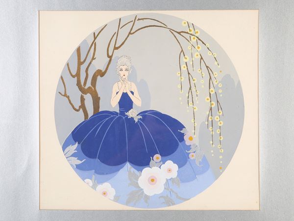 Giovanni Meschini : Girl under flowering tree  - Auction Modern and Contemporary Art - Maison Bibelot - Casa d'Aste Firenze - Milano