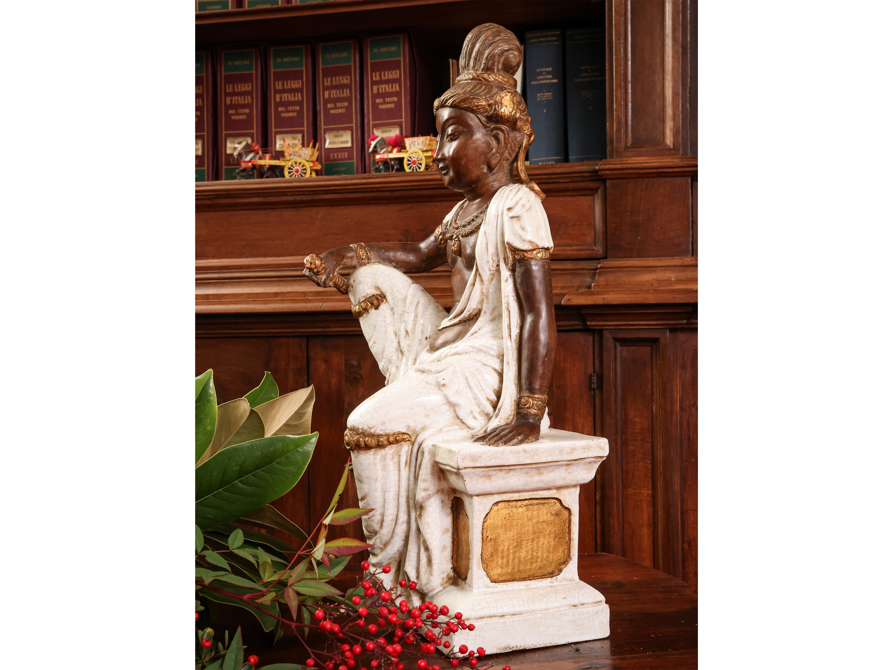 Figura Orientale in Terracotta Smaltata e Patinata, Zaccagnini