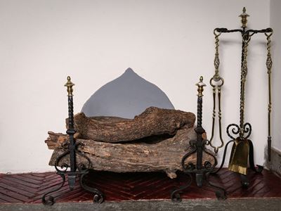 Set da Camino in Ferro Battuto ed Ottone