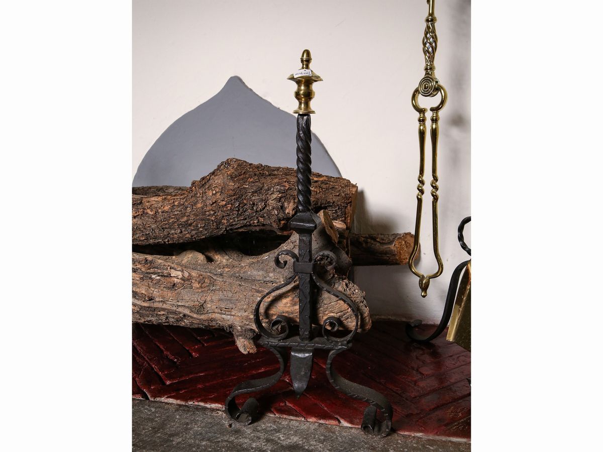Set da Camino in Ferro Battuto ed Ottone