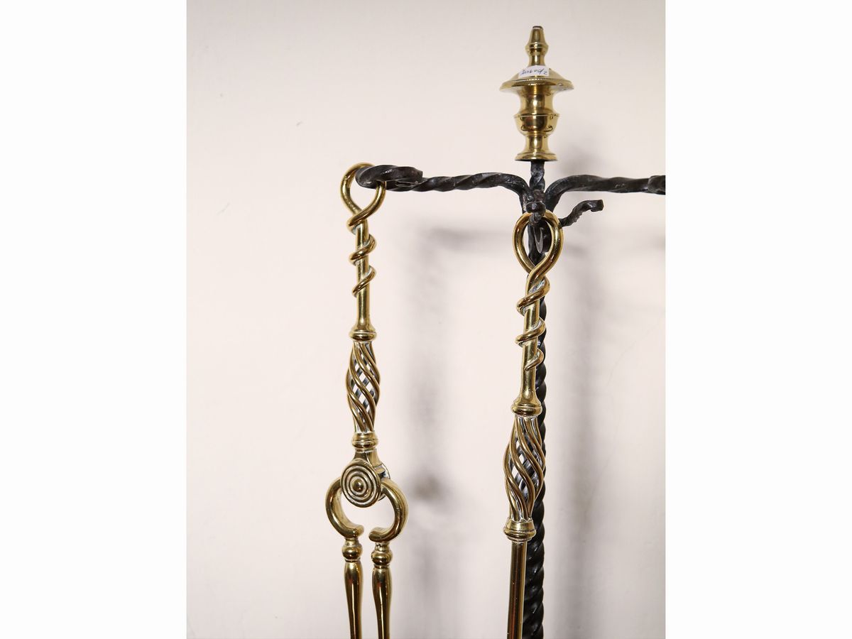 Set da Camino in Ferro Battuto ed Ottone