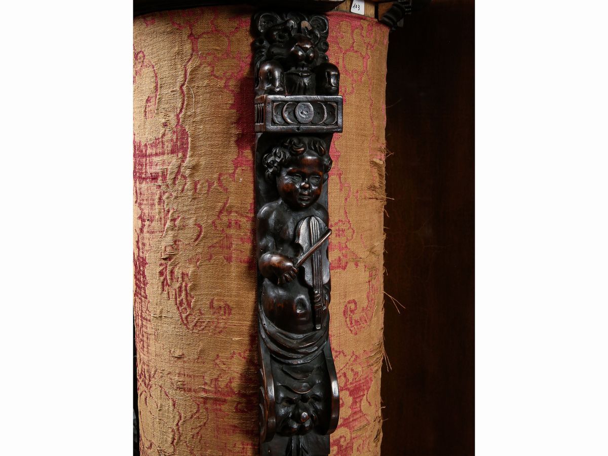 Colonna Portasculture in Legno Tenero Ebanizzato