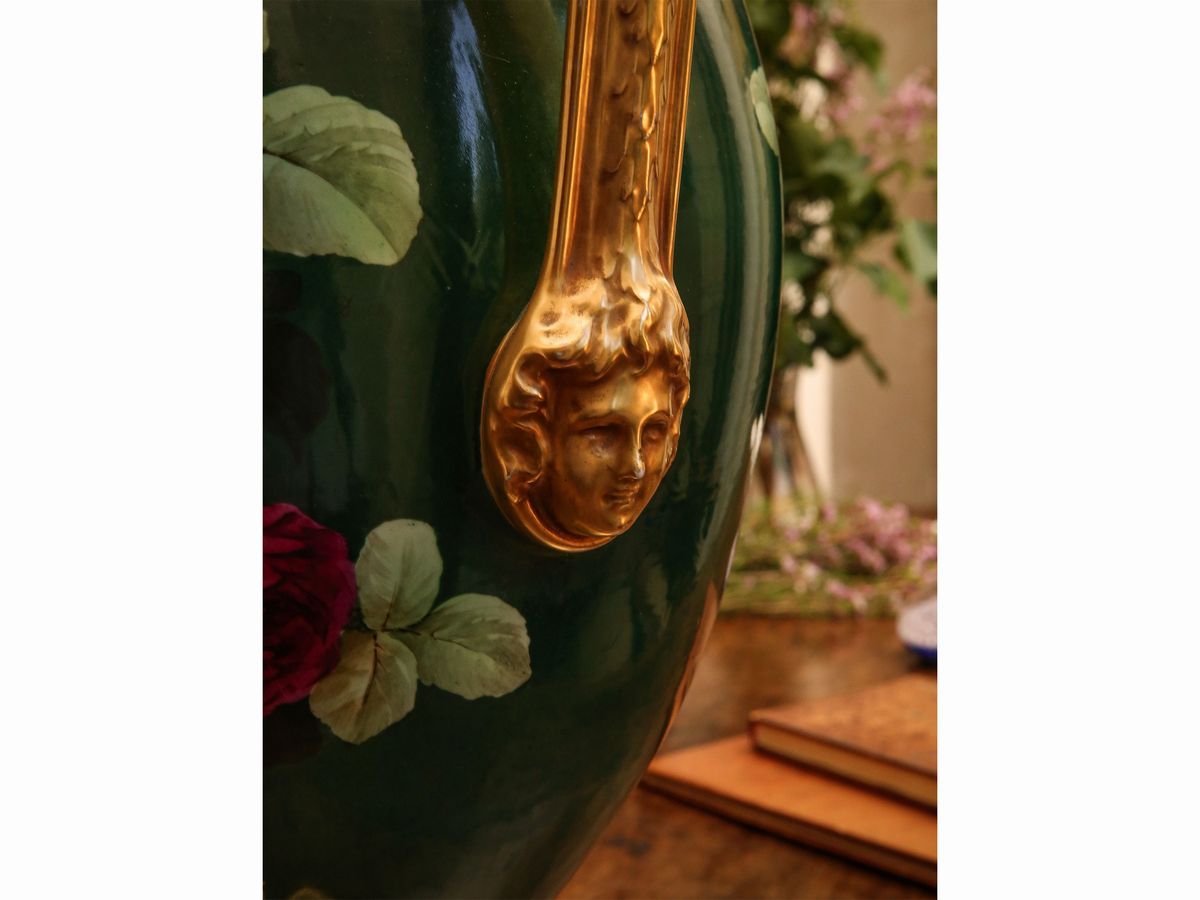 Grande Vaso Ad Anfora in Porcellana, Ginori, Serie "fioristi"
