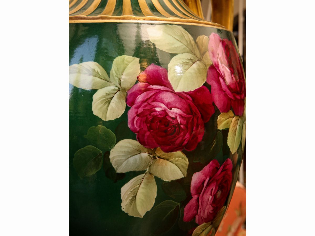 Grande Vaso Ad Anfora in Porcellana, Ginori, Serie "fioristi"