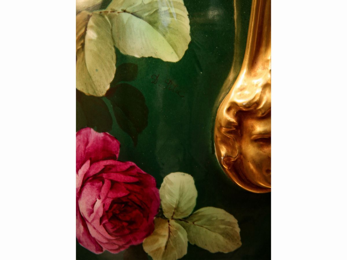 Grande Vaso Ad Anfora in Porcellana, Ginori, Serie "fioristi"