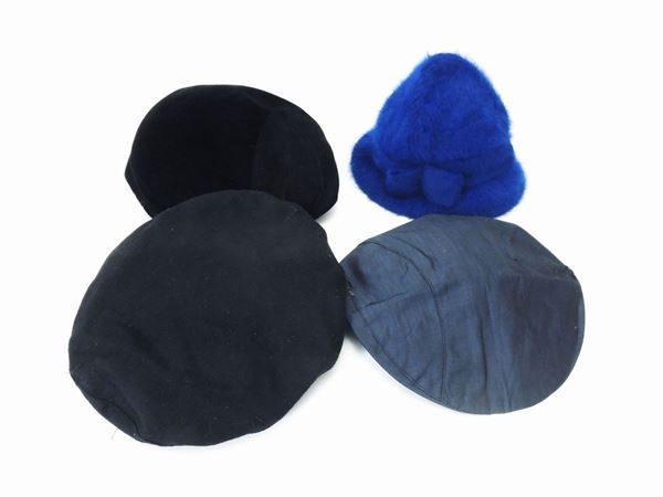Four wool and cotton caps