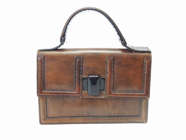 Borsa a mano in pelle marrone