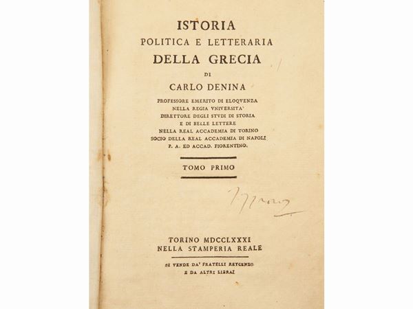 Carlo Denina - Istoria politica e letteraria della Grecia