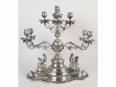 Importante Trittico Centrotavola Vittoriano in Argento Sterling 925/1000