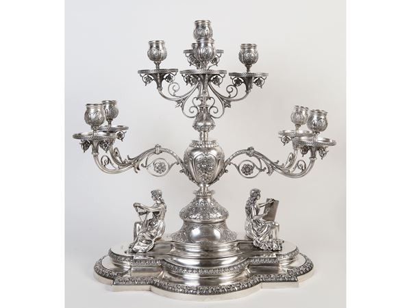 Important triptych centerpiece in 925/1000 sterling silver