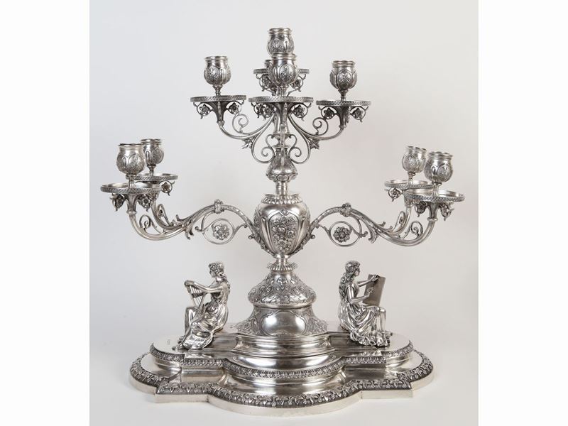 Importante Trittico Centrotavola Vittoriano in Argento Sterling 925/1000