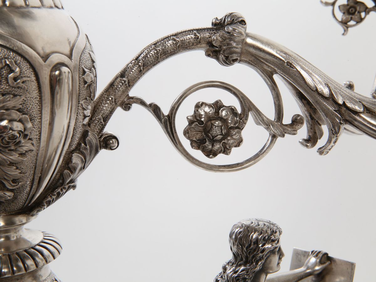 Importante Trittico Centrotavola Vittoriano in Argento Sterling 925/1000