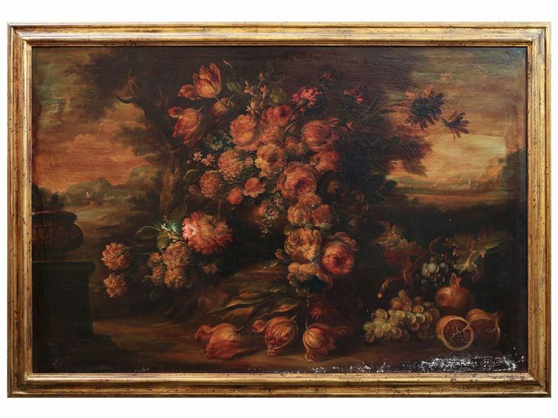 Maniera della Pittura del Diciassettesimo Secolo - Nature Morte con Fiori e Frutta