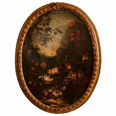 Paesaggio con Fiori, Frutta e Uccelli