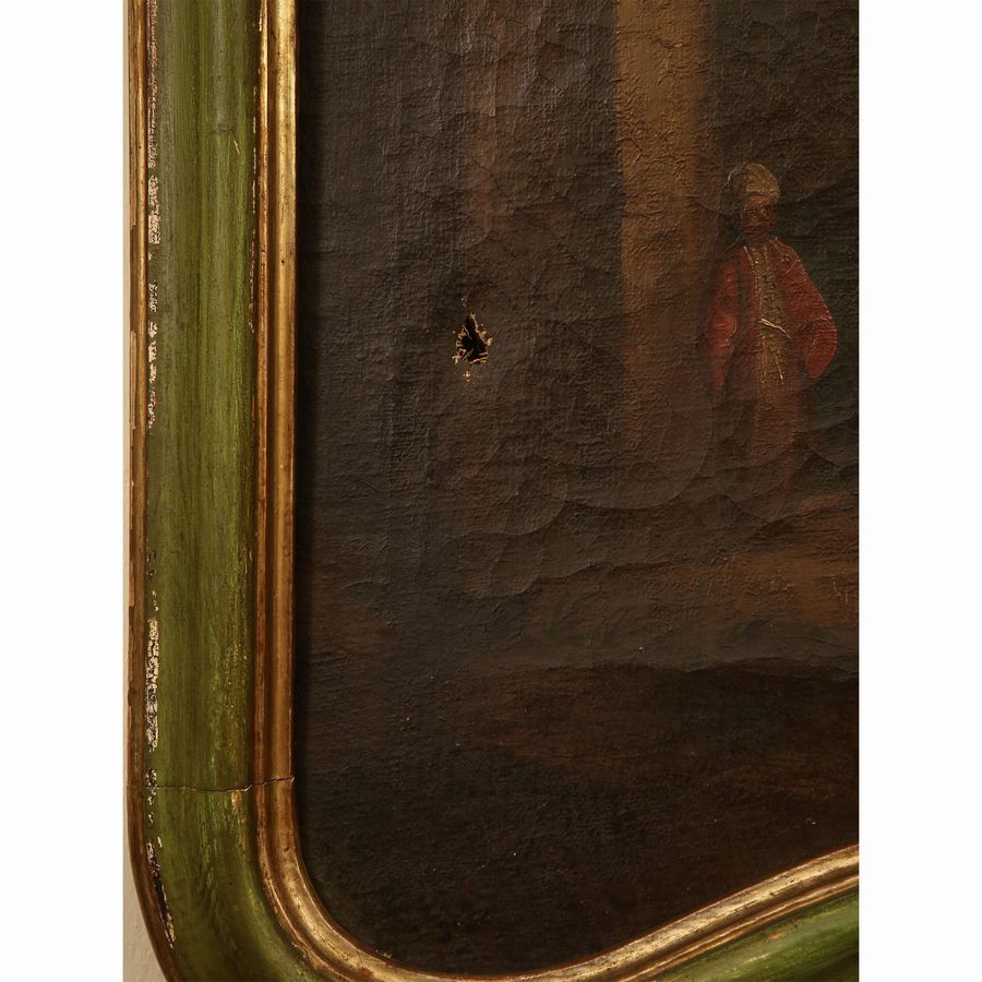 Cerchia di Giuseppe Chiantore - Scorci di Porto con Velieri e Personaggi Vestiti All'orientale