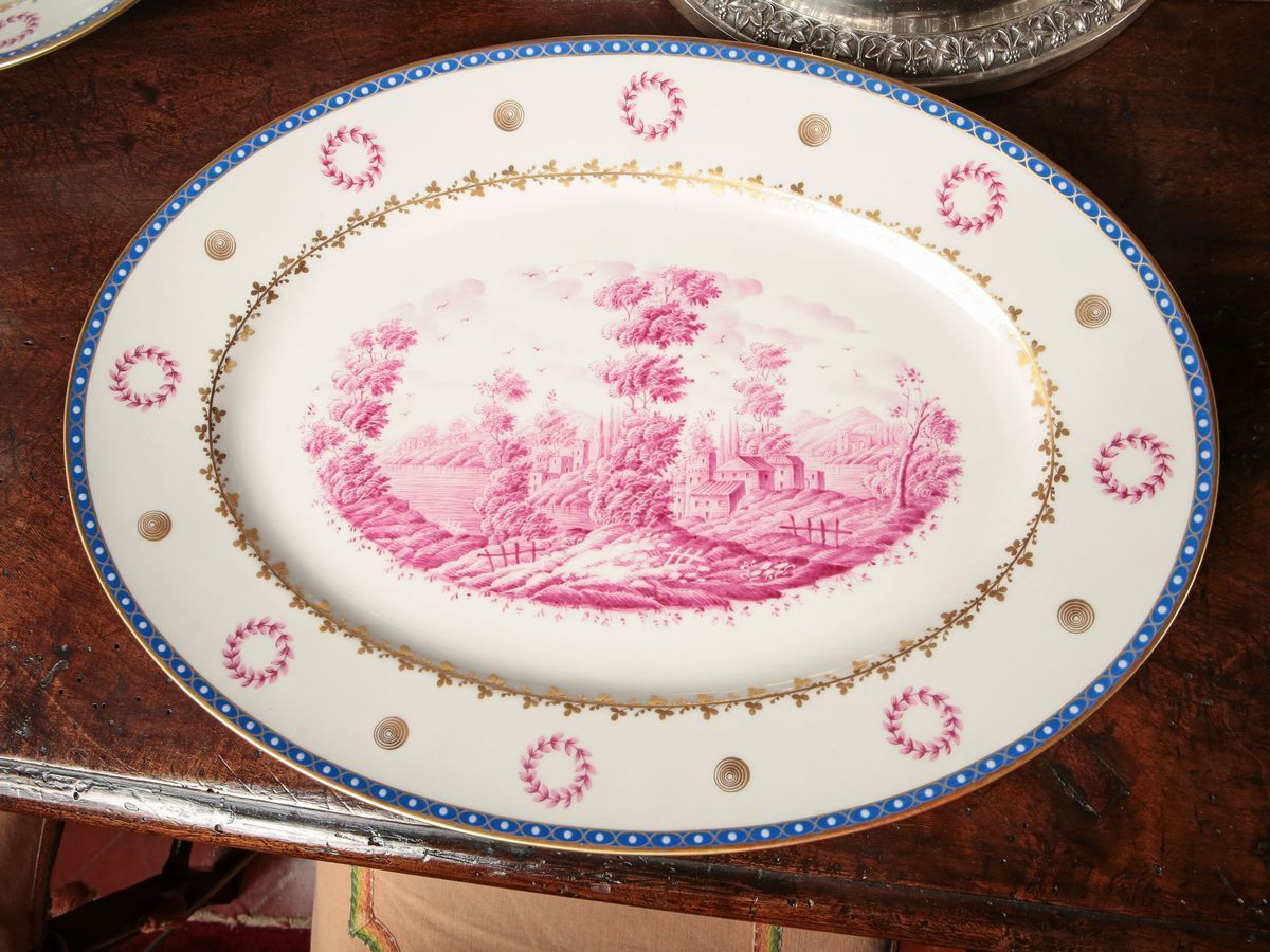 Servizio di Piatti Paesaggi Magenta in Porcellana Richard Ginori