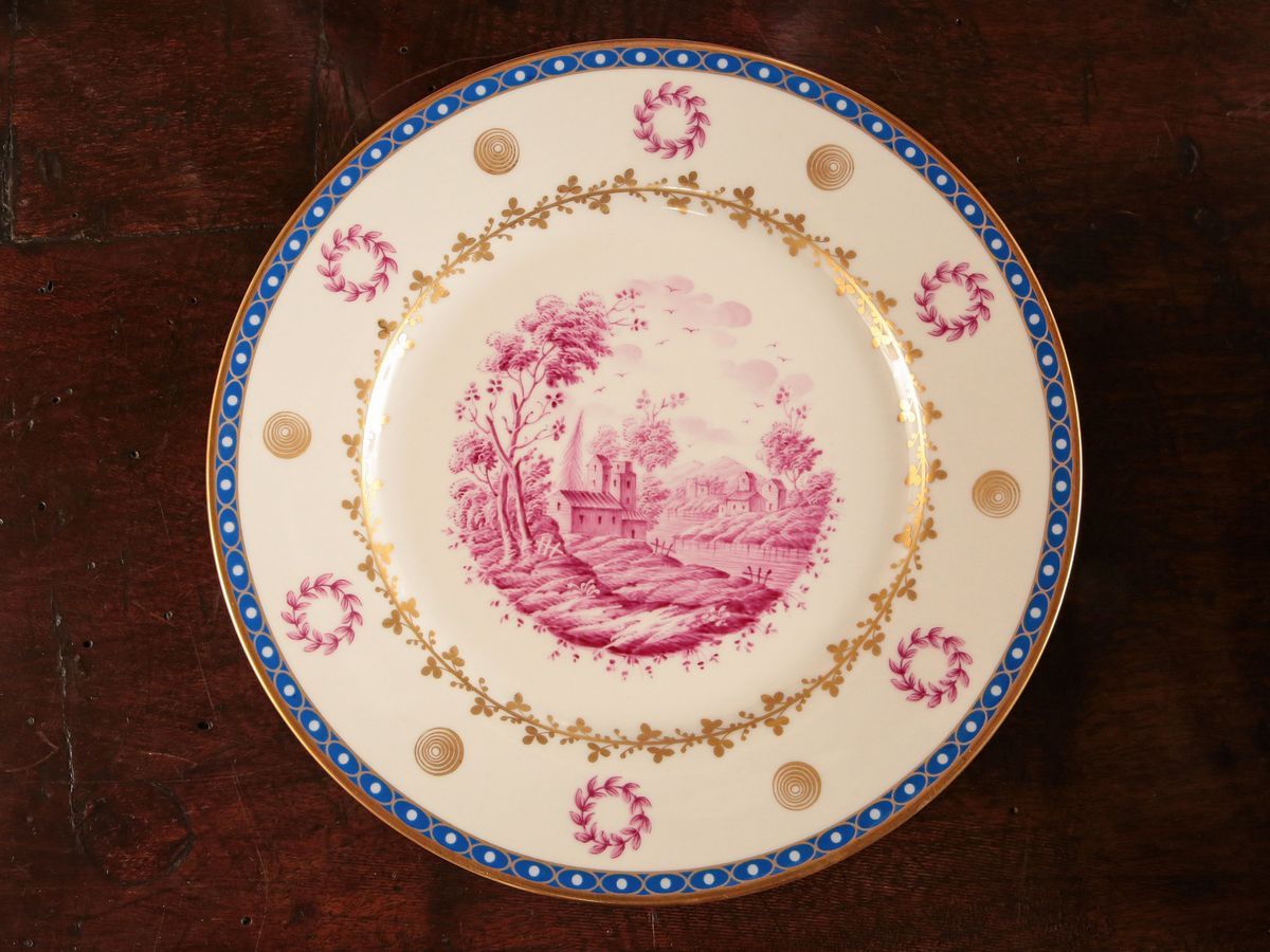 Servizio di Piatti Paesaggi Magenta in Porcellana Richard Ginori