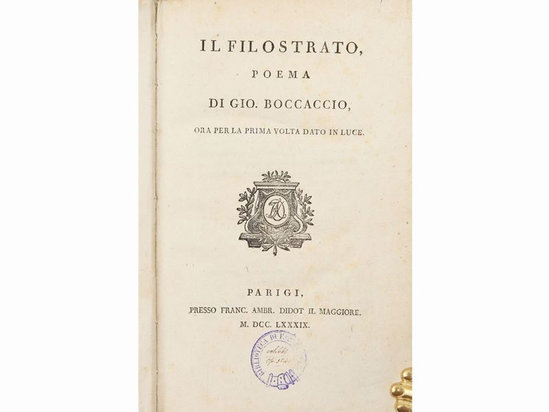 Il Filostrato, Poema di Gio. Boccaccio, Ora per la Prima Volta Dato in Luce
