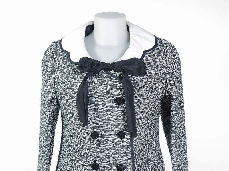 Cappotto in Lana Bianca e Nera