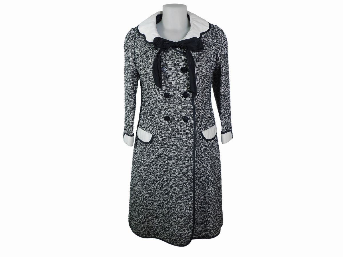 Cappotto in Lana Bianca e Nera