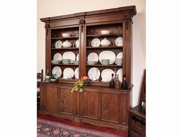 Bookcase in walnut and other essences  (20th century)  - Auction Furniture and Paintings from the Gamberaia Castle in Florence - Maison Bibelot - Casa d'Aste Firenze - Milano