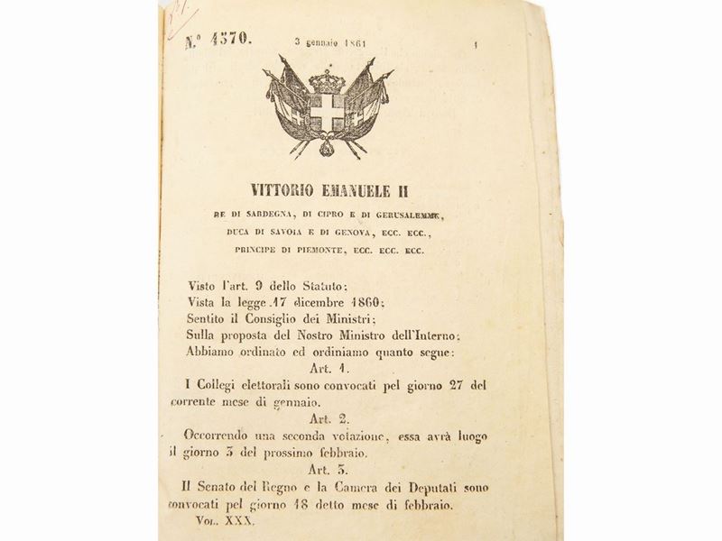 Atti di Governo Pubblicati Nell'anno 1861. Vol. XXX dal N. 4570, al 4814