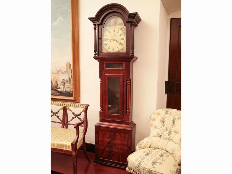 Orologio a Torre in Mogano e Piuma di Mogano