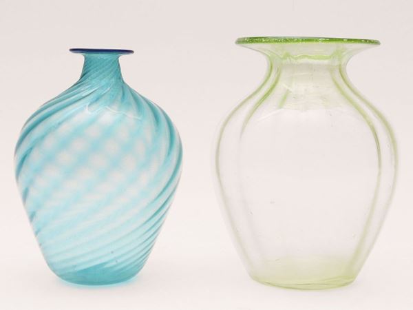 Due vasi in vetro soffiato