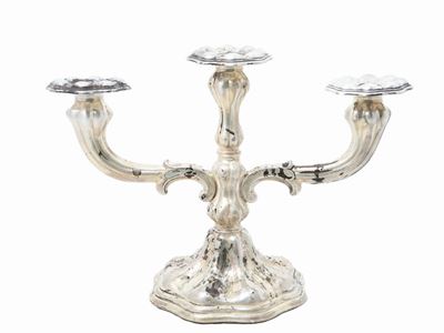 Candelabro a Tre Bracci in Argento