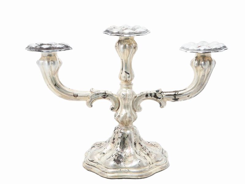 Candelabro a Tre Bracci in Argento