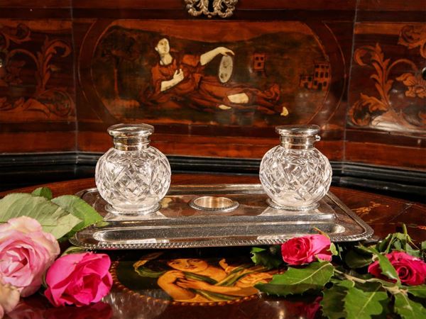 Silver inkwell, Walker & Hall