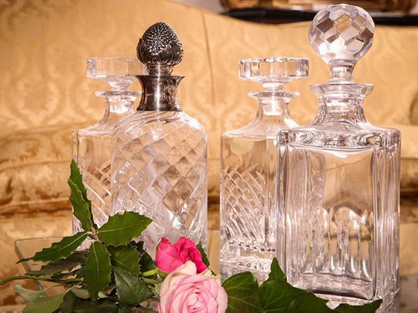 Four cut crystal liqueur bottles  - Auction Furniture and Paintings from the Gamberaia Castle in Florence - Maison Bibelot - Casa d'Aste Firenze - Milano