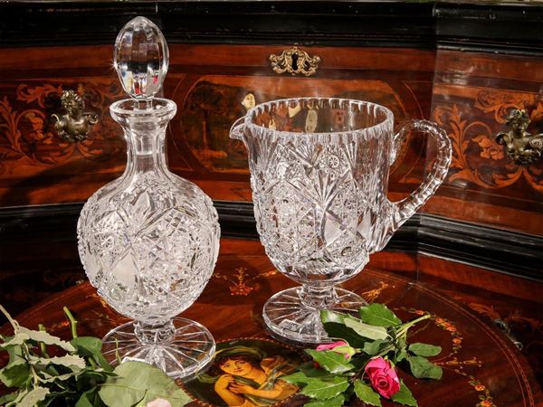 Cut crystal wine set