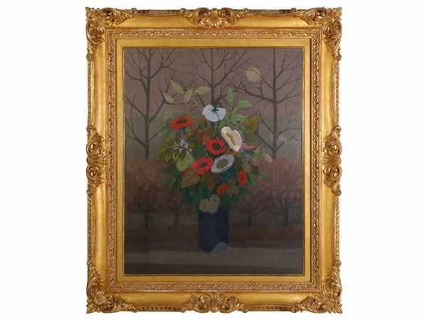 Marcello Boccacci : Flowerpot in a landscape  - Auction Modern and Contemporary Art - Maison Bibelot - Casa d'Aste Firenze - Milano